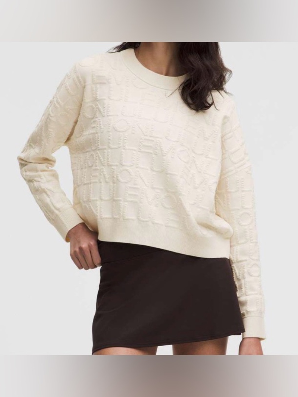 Lululemon Cotton-Blend Jacquard Crewneck Sweater Light Ivory - Picture 2 of 8